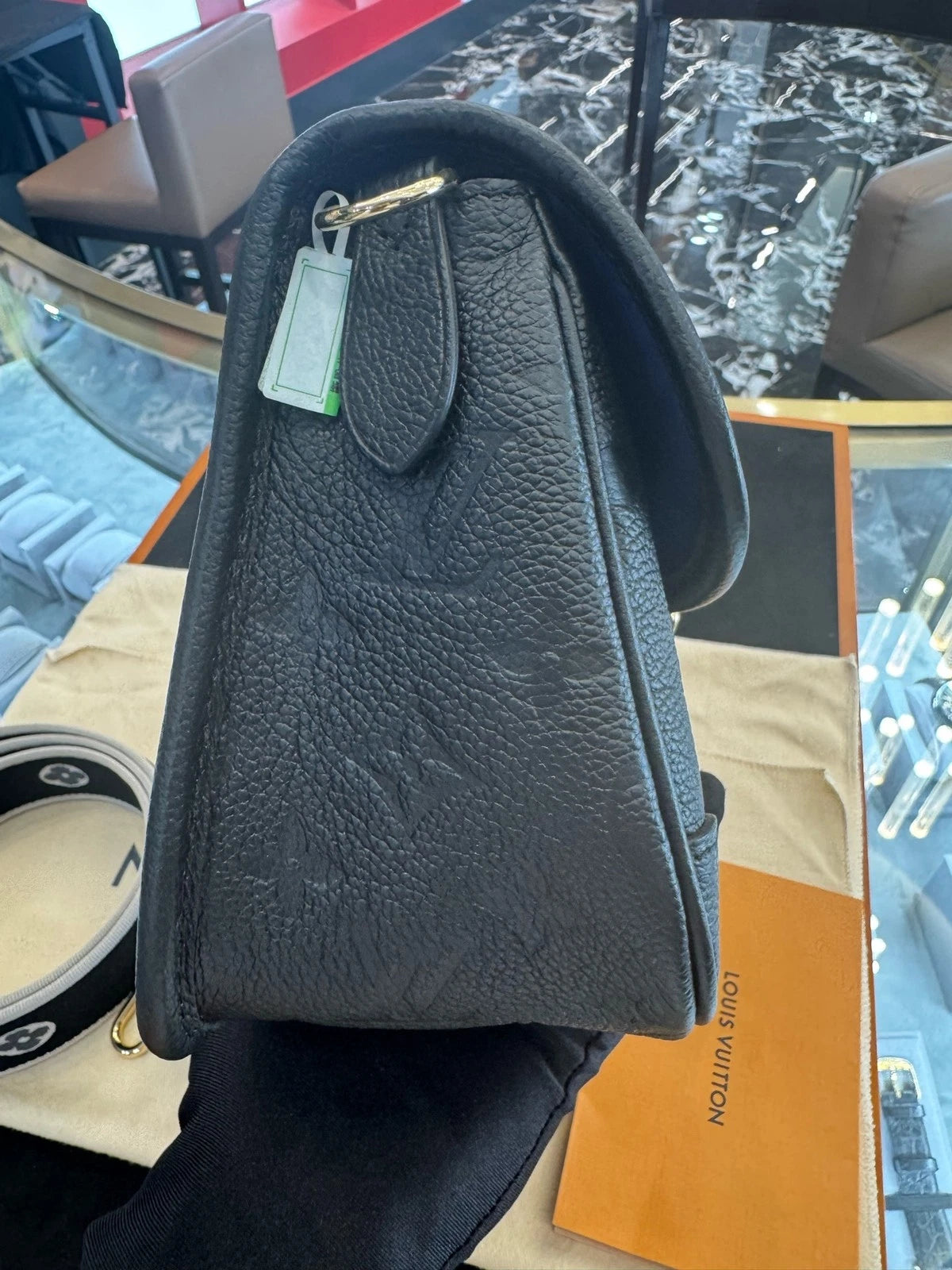Louis Vuitton Black Full Leather Baguette Shoulder Bag For Women