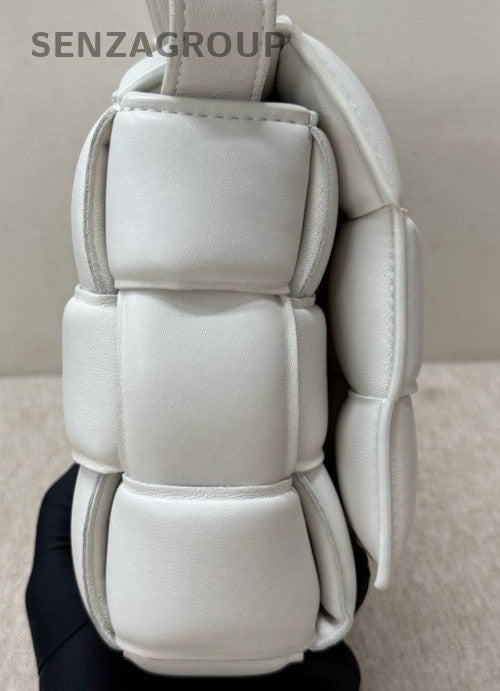 Bottega Veneta Padded Cassette 2Way Shoulder Bag Crossbody White Gold Used Women