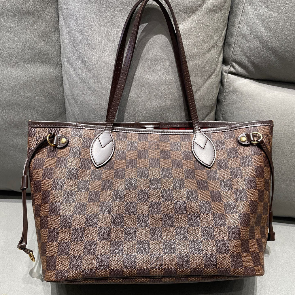 Louis Vuitton Neverfull Damier Ebene MM Brown Gold Hardware Women's Bag