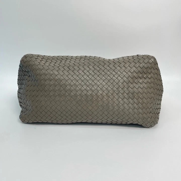 Bottega Veneta Woven Leather Green Tote Shoulder Handbag For Women Pre-owned