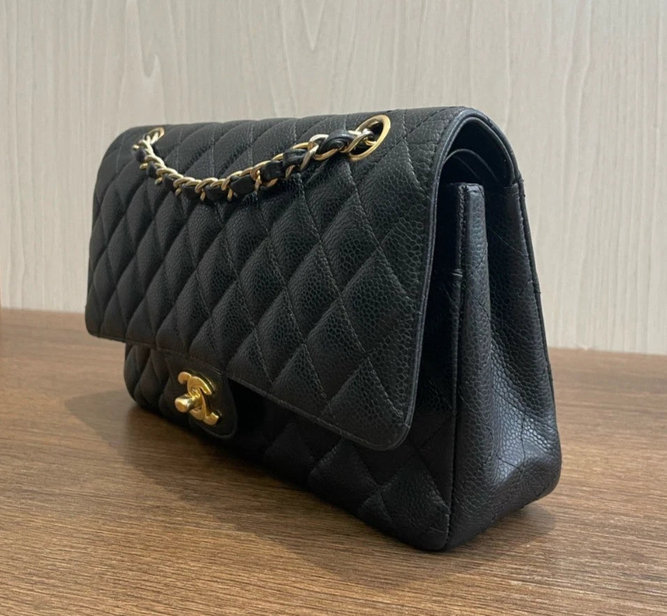 Chanel Classic Flap MM Turn Lock Shoulder Bag Crossbody Bag Women