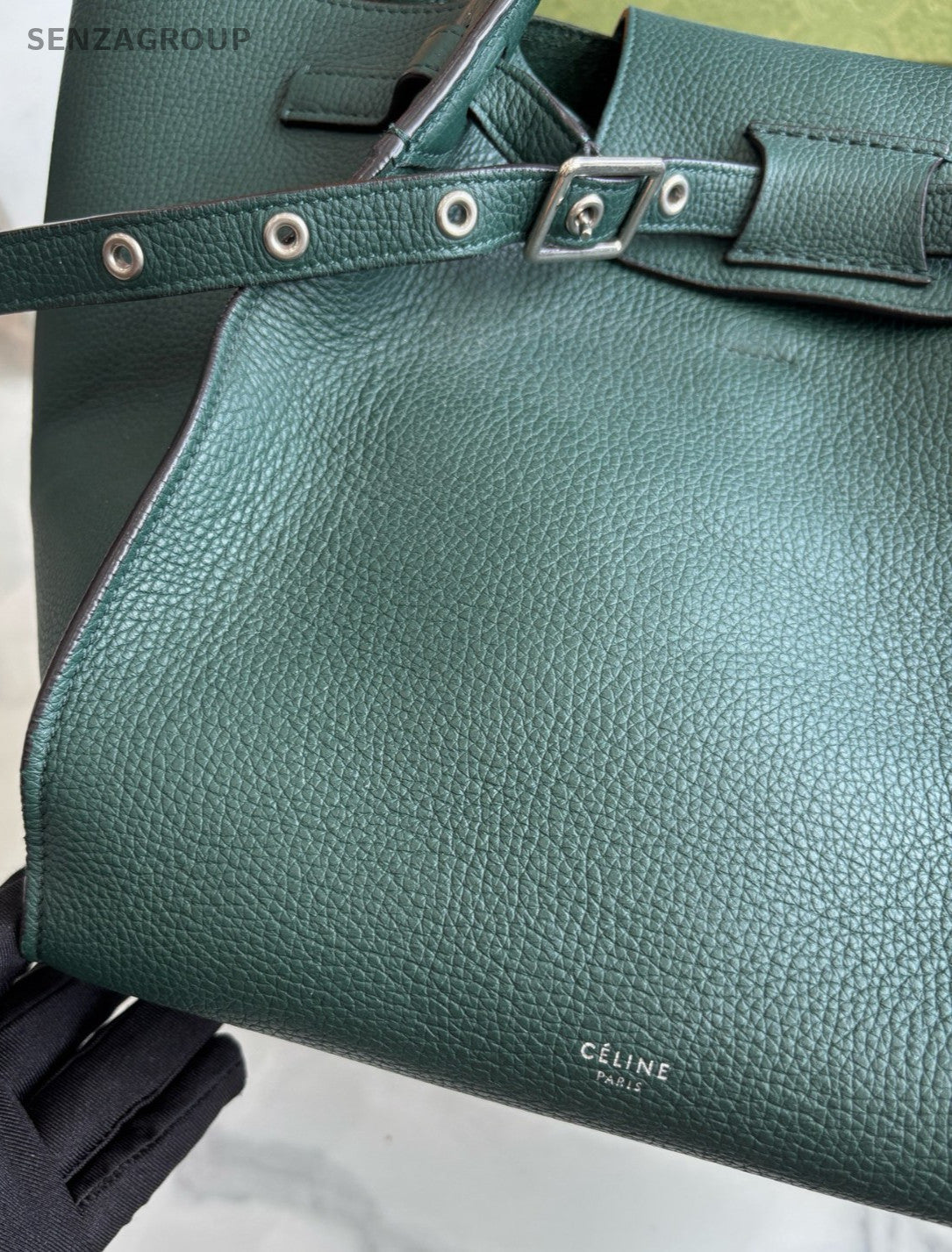 CELINE Bigbag Dark Green Calfskin tote Handbag 2WAY Shoulder bag Women