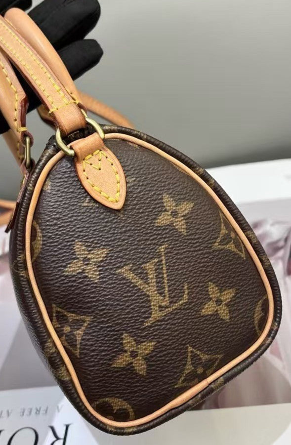 Louis Vuitton Speedy NANO Monogram Shoulder Handbag Crossbody WOMEN