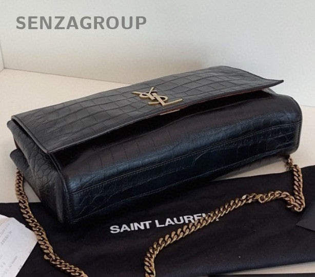 Saint Laurent Kate Chain Shoulder Bag Crossbody Black Gold Women Classic Fashion