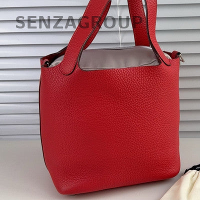 Hermès Picotin Bag Red Silver Hardware Classic Women's Handbag