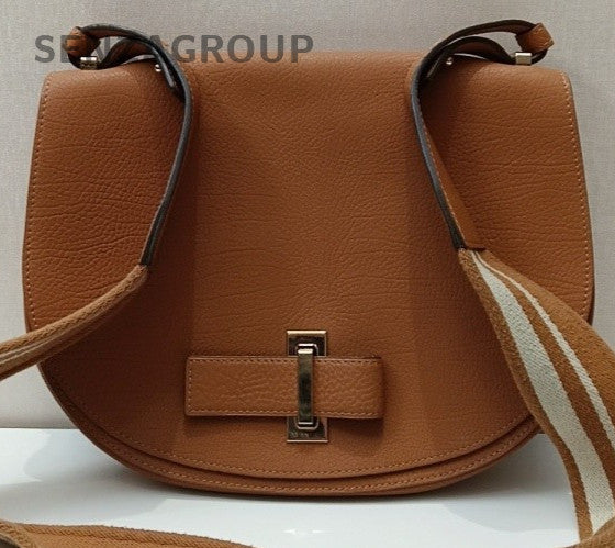 Delvaux Saddle Gold Hardware Shoulder Bag Brown Used Women Classic Designer