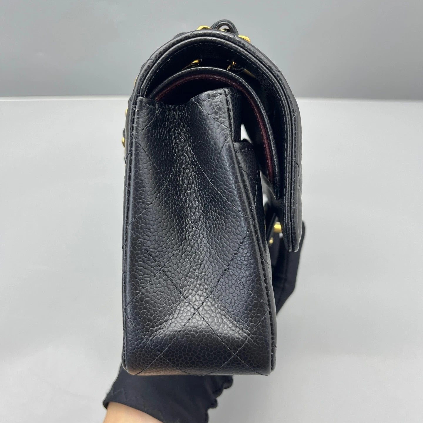 CHANEL Black Leather Classic Flap Small Shoulder Bag For Women