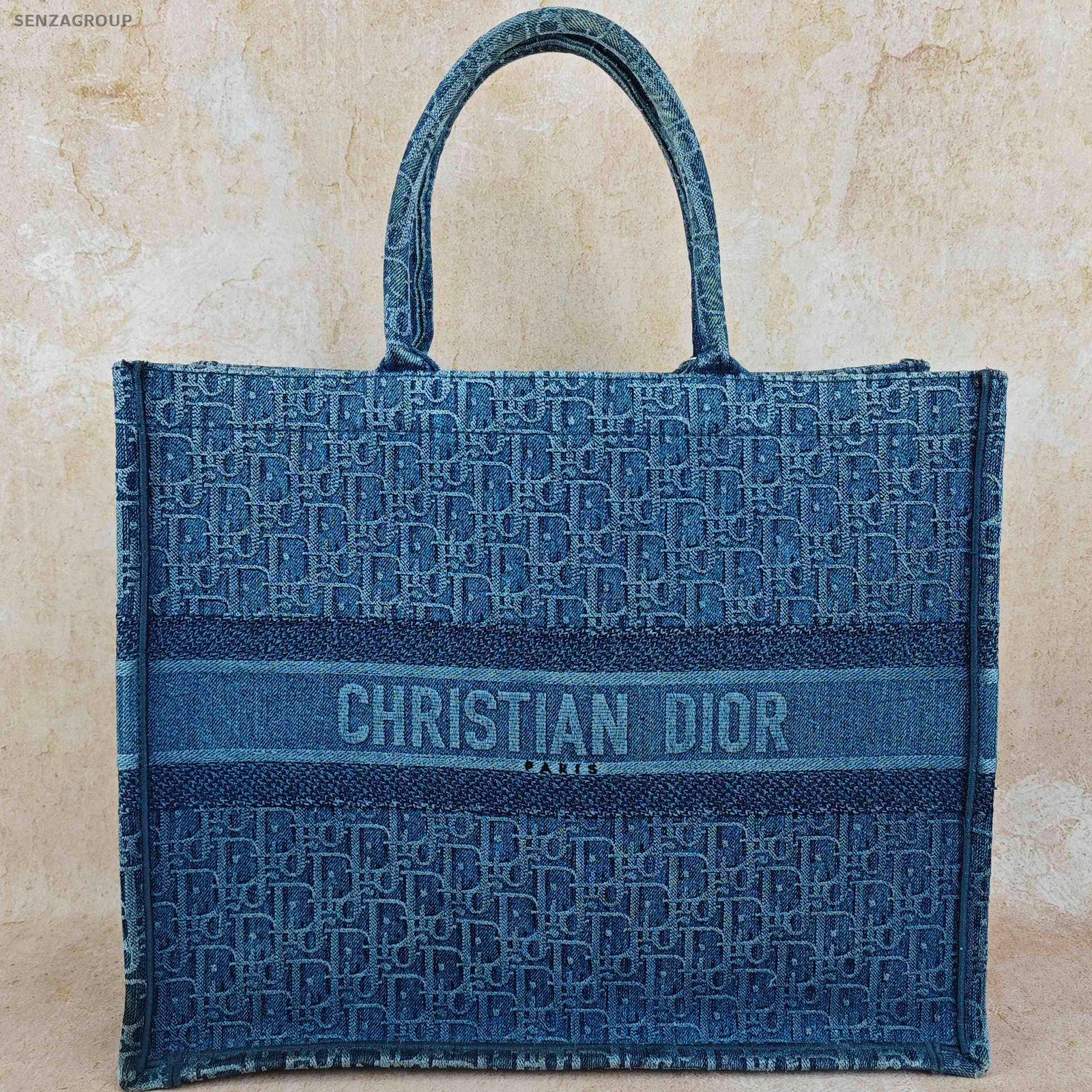 Dior Blue Oblique Denim Book Tote Bag - Classic Women's Handheld Shoulder Bag