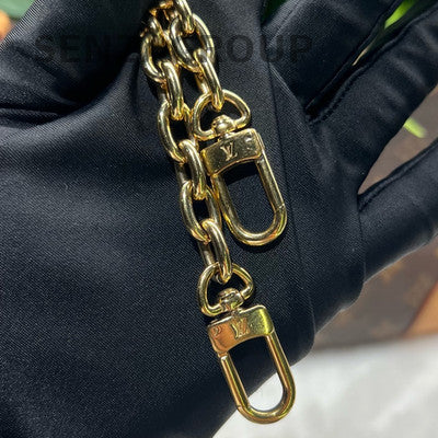 Louis Vuitton Monogram Yellow Calfskin Chain Shoulder Bag Brown Gold