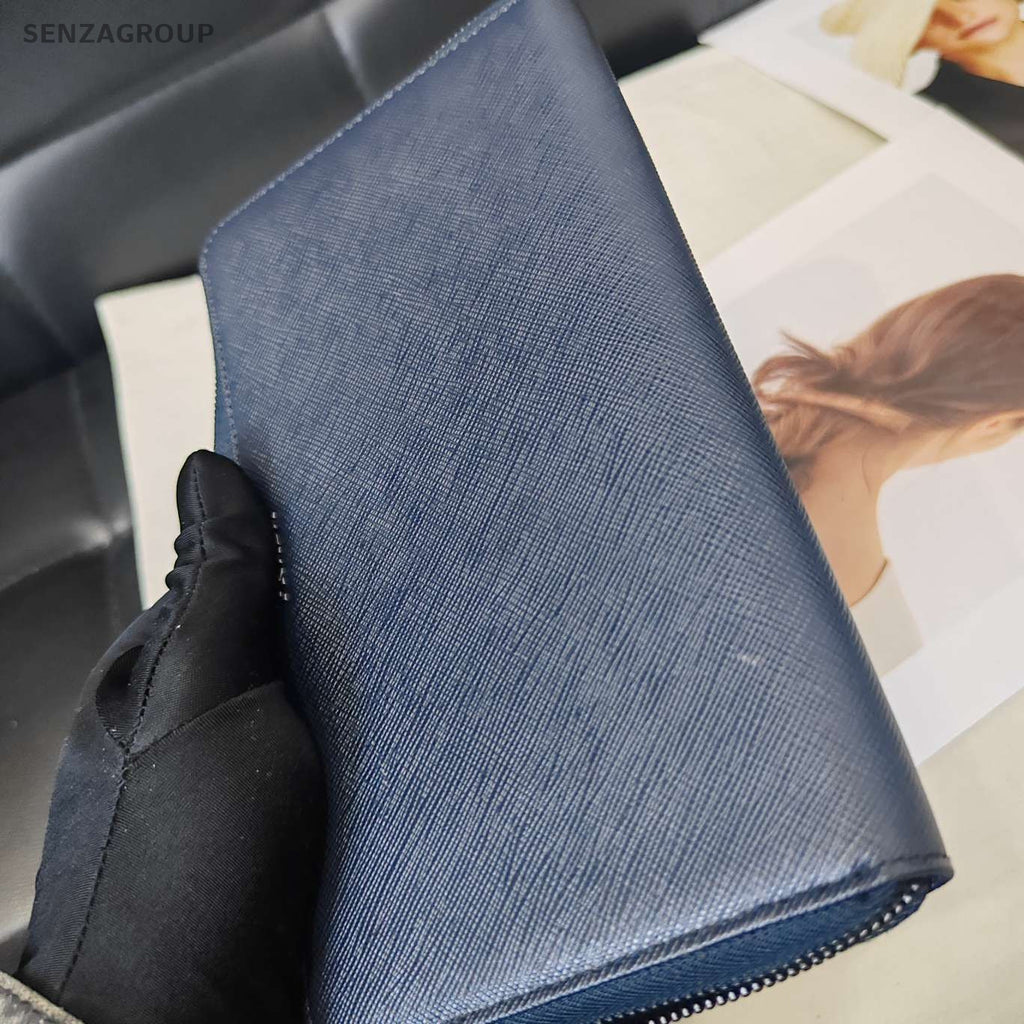 Prada Dark Blue Long Wallet Unisex Classic Design