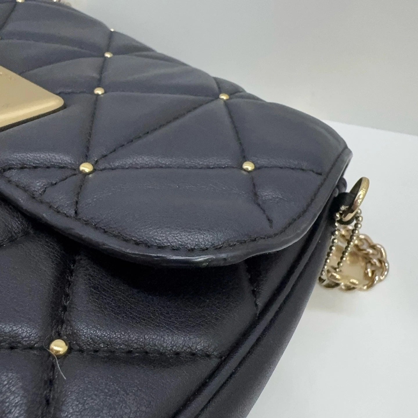 Coach Black Quilted Rivet Leather Shoulder Crossbody Bag For Women
