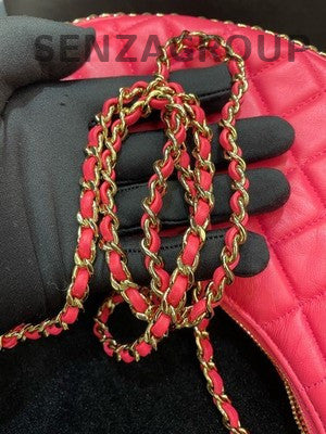 Chanel 23P Pink Quilted Moon Bag with Gold Chain - Women's Fashion