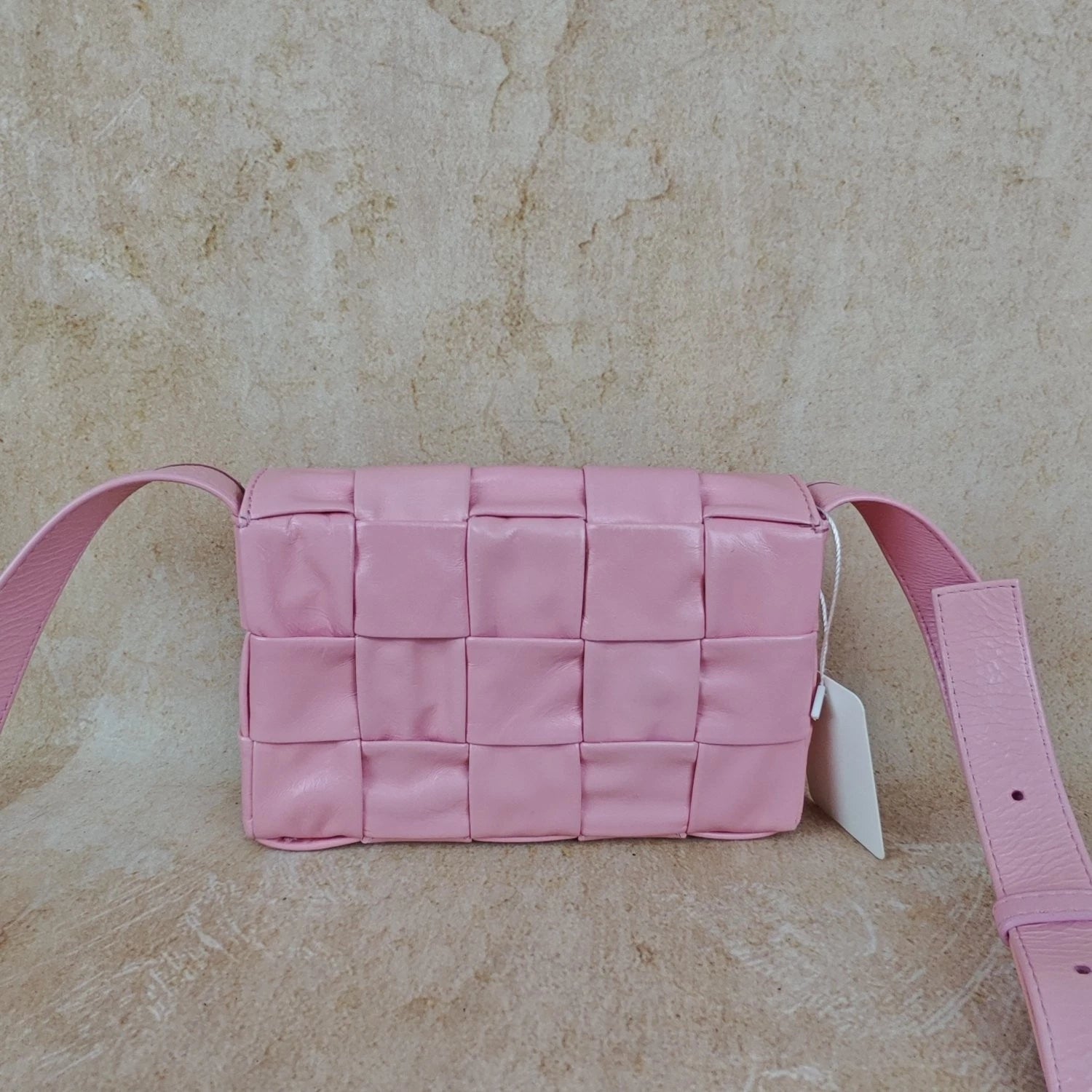 Bottega Veneta Pink Woven Leather Shoulder Crossbody Bag For Women