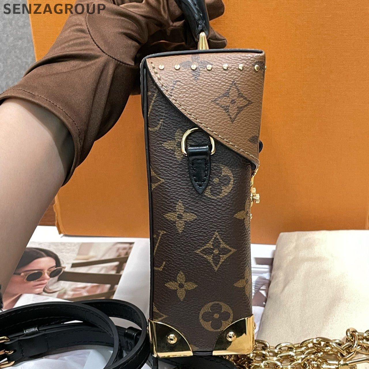 Louis Vuitton Monogram Camera Bag Brown Gold Buckle Women's Classic