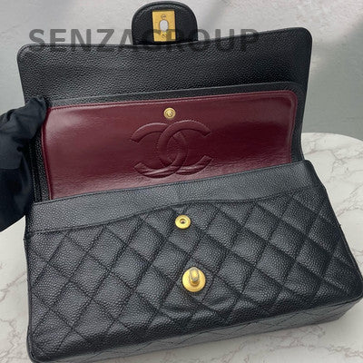 Chanel Black Gold Quilted Calfskin CF Medium Chain Shoulder Bag