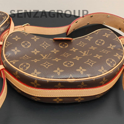 Louis Vuitton Monogram Zip Shoulder Crossbody Bag Brown Gold Buckle