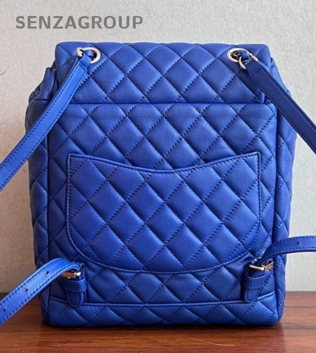 Chanel Salzburg MM Lambskin Backpack Shoulder Unique Bag Sapphire Blue Women
