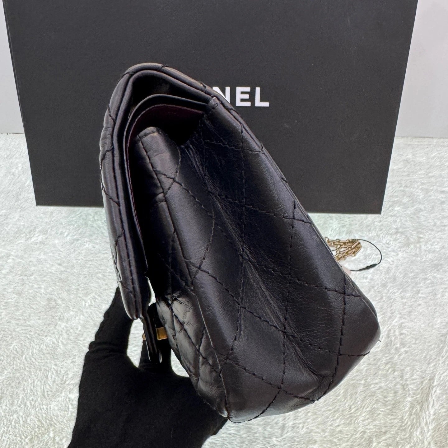 CHANEL 2.55 Black Gold Mini Shoulder Bag For Women
