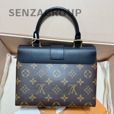 Louis Vuitton Monogram Locky BB Black Gold Lock Handbag Women Classic