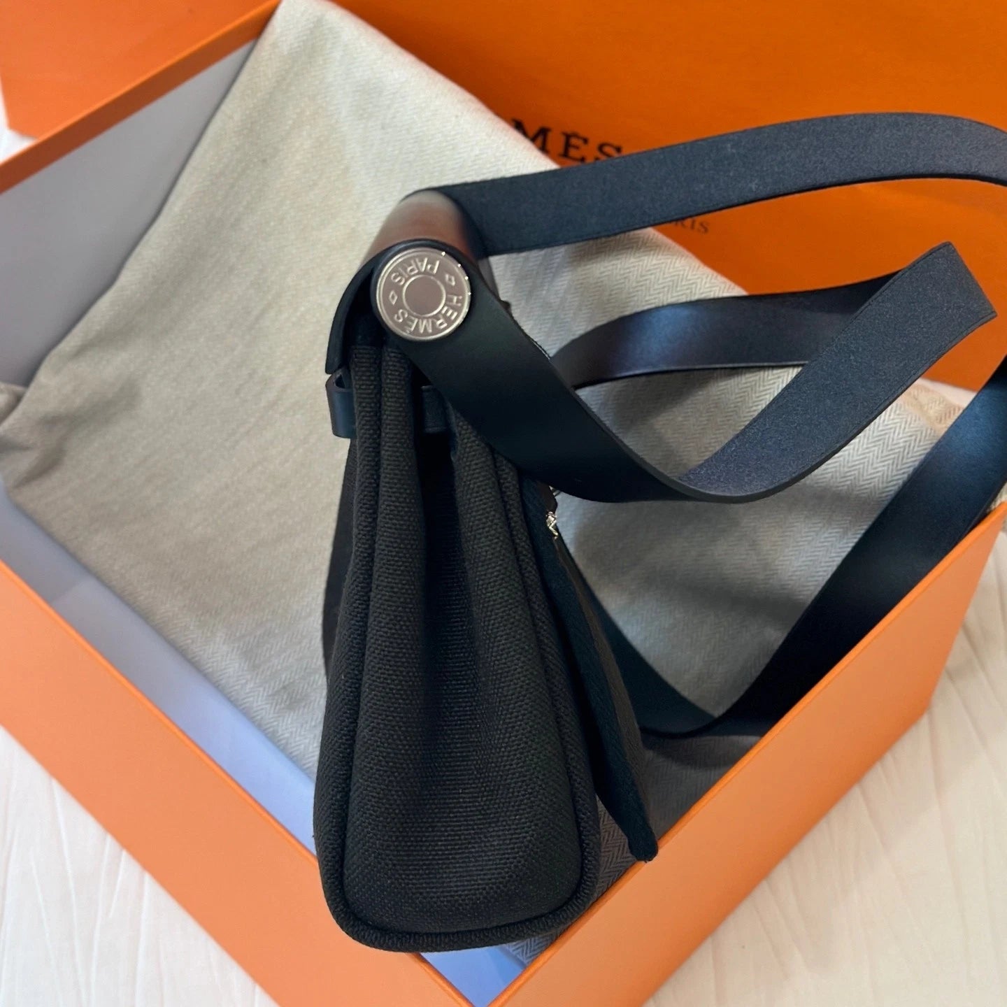 Hermes Bronze &amp; Black Mini Herbag Shoulder Bag For Women