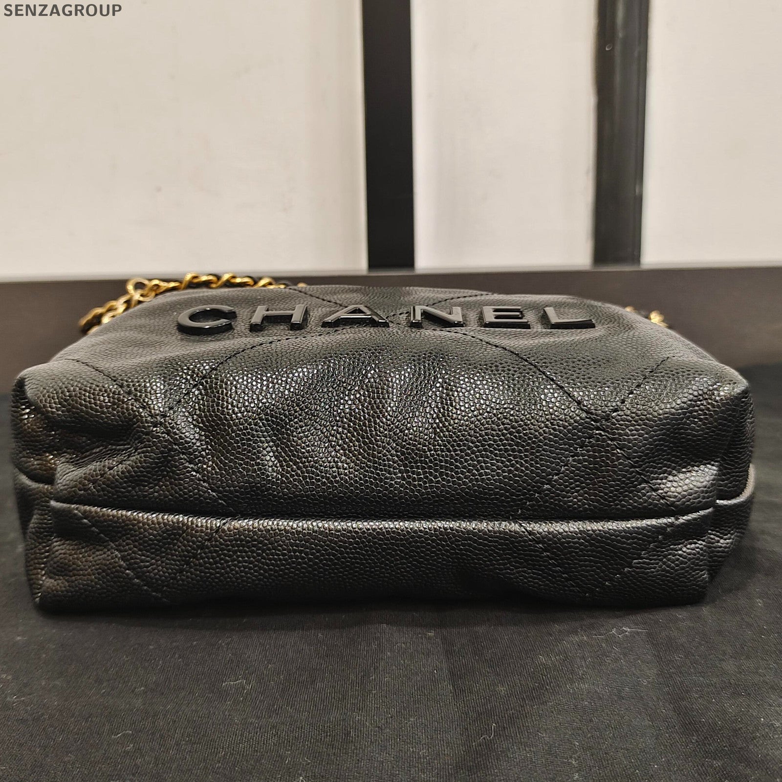 Chanel 22 Bag Mini Black Gold Chain Shoulder Bag Quilted Classic