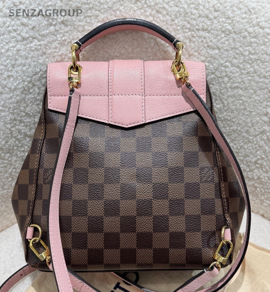 Louis Vuitton Clapton Damier Ebene Backpack Shoulder Bag Brown Pink Women