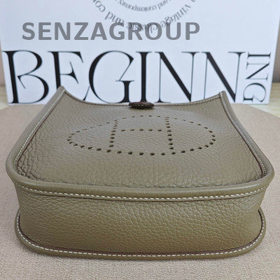 Hermes Mini Evelyne Bag Etoupe Grey Silver Hardware Women Shoulder Crossbody