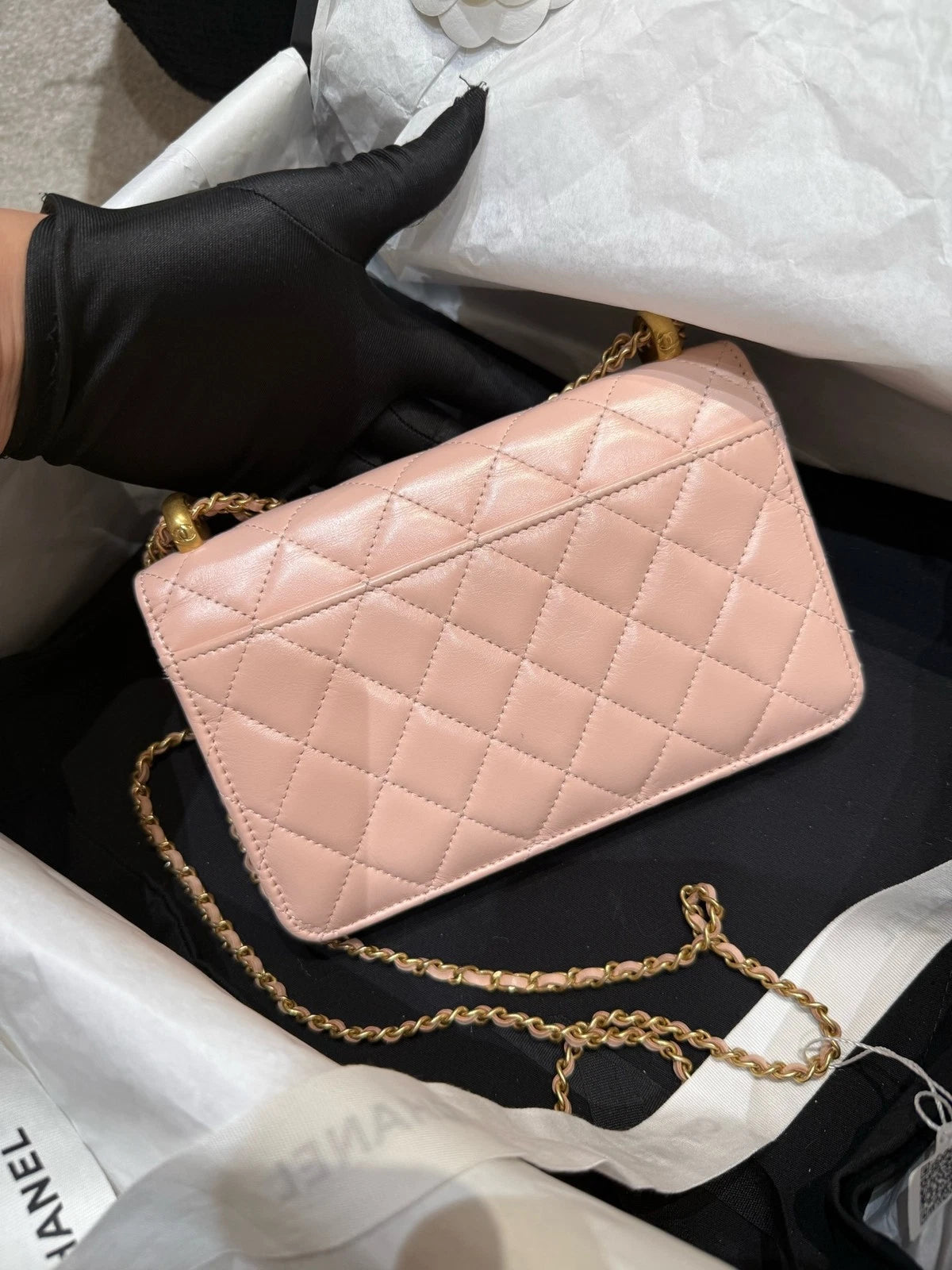 New CHANEL Sakura Pink Leather WOC Crossbody Bag For Women