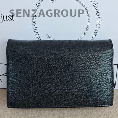 Gucci Black Gold GG Leather WOC Accordion Chain Shoulder Crossbody Bag
