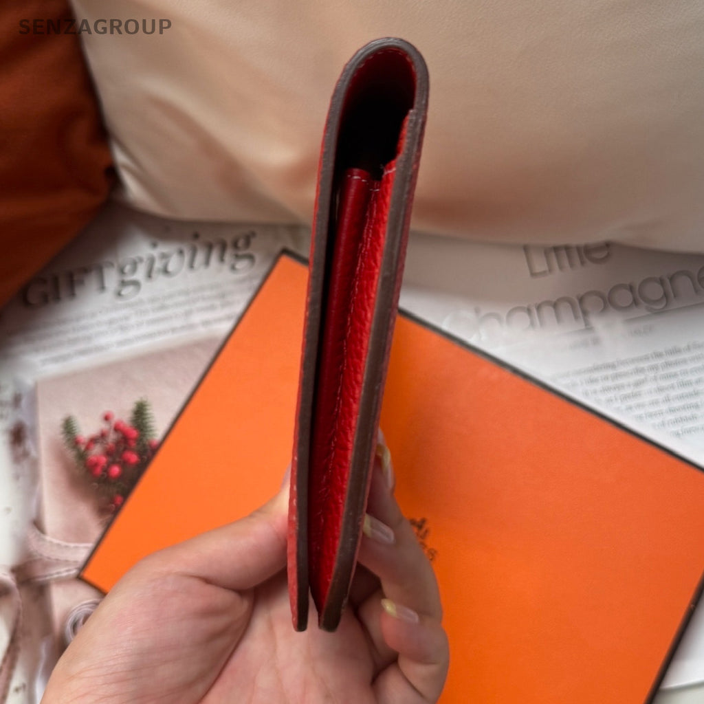 Hermès Dogon Duo Red Silver Hardware Wallet Clutch Women Classic