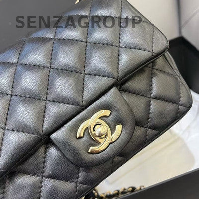Chanel Classic Flap Black Gold Quilted Chain Shoulder Bag