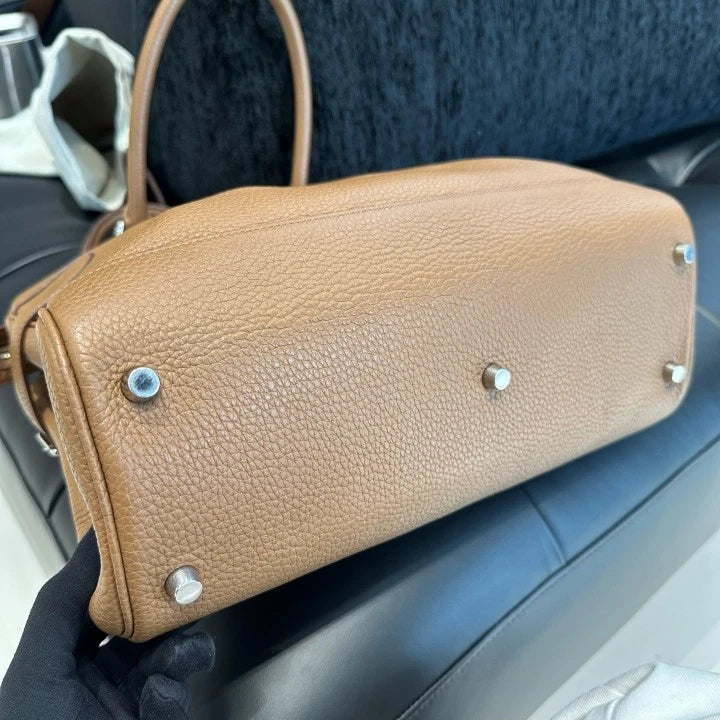 Hermes Atlas35 Togo Top Handle Bag Brown Silver Used Women Classic D
