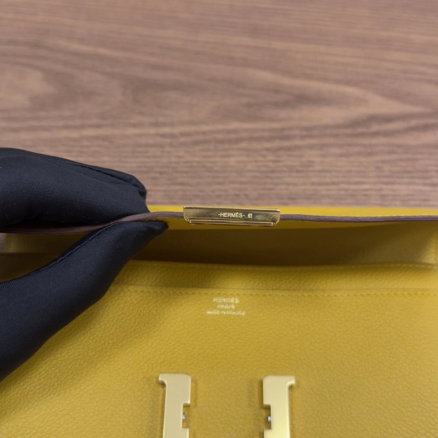Hermes Constance Togo Leather Long Wallet Yellow Gold Hardware