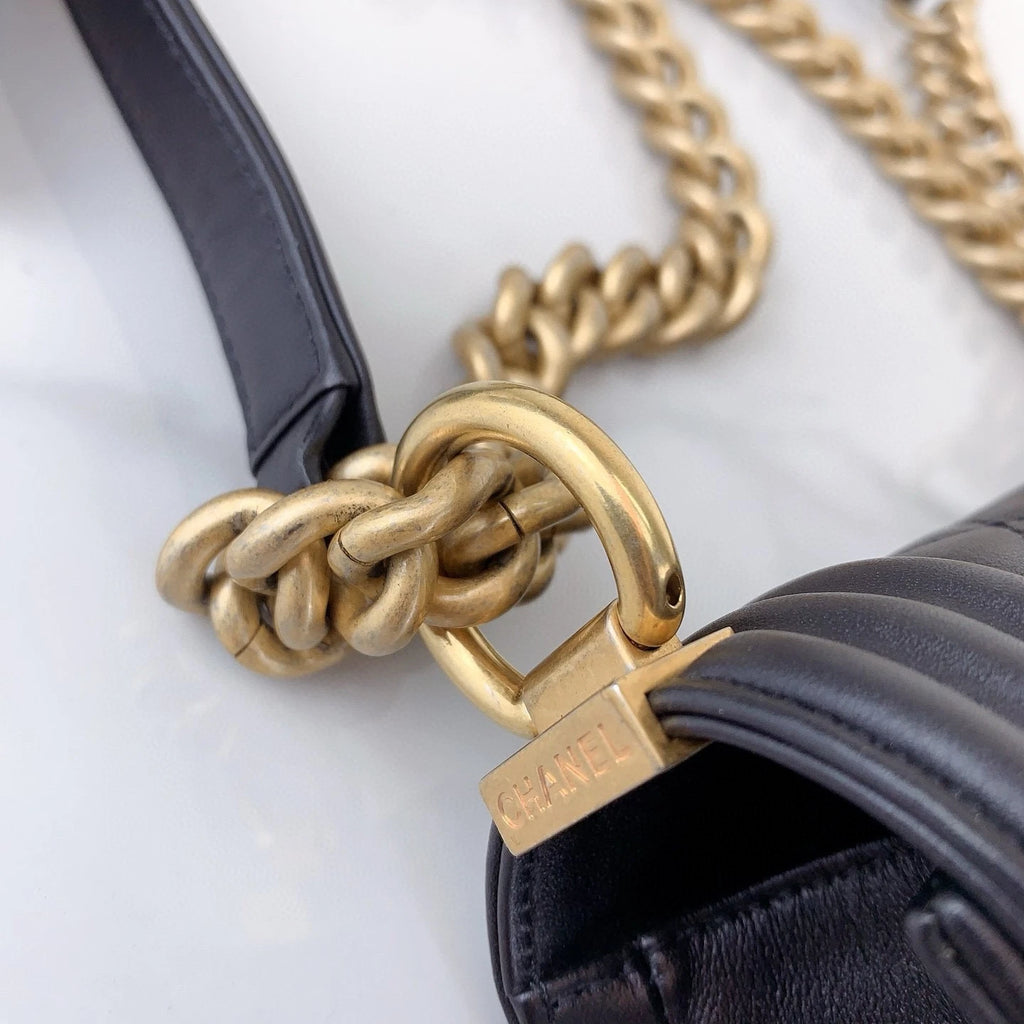 CHANEL Black Gold Leboy Small Shoulder Bag for Women