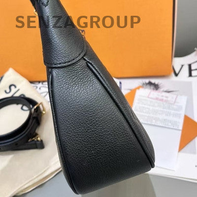 Louis Vuitton Black Leather Croissant Moon Bag Women's Shoulder Crossbody