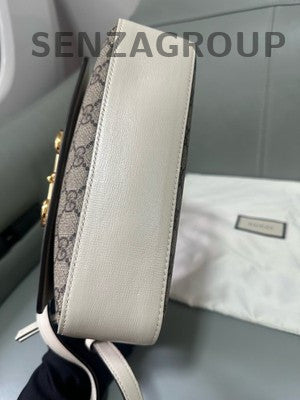 Gucci Horsebit 1955 Shoulder Bag White Gold Classic Women Crossbody