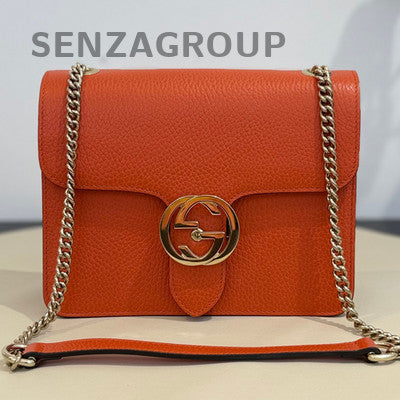 Gucci Orange GG Marmont Shoulder Bag with Gold Chain