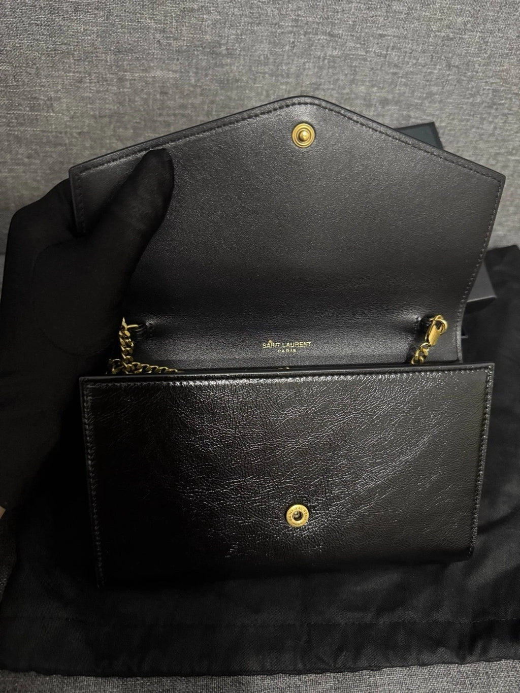 Saint Laurent Uptown Patent Leather Envelope Shoulder Crossbody Women