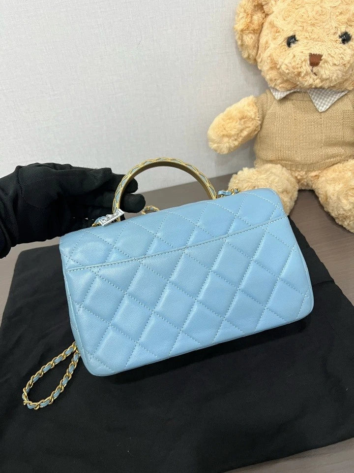 CHANEL 23A Embossed Handle CF Flap Shoulder Bag For Women