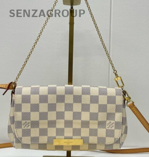Louis Vuitton Favorite PM Chain Shoulder Bag Crossbody White Gold Women Classic