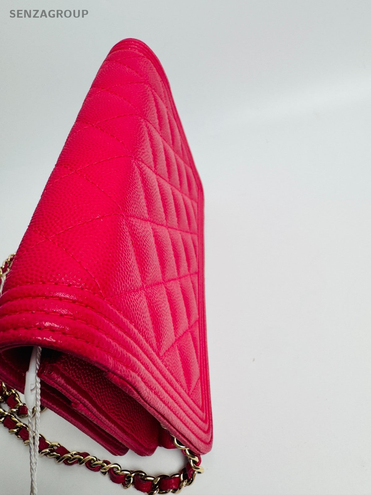 CHANEL Leboy Woc Diamond Pattern Chain Shoulder bag Peach Pink Women Classic