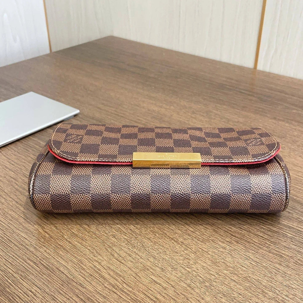 Authentic Louis Vuitton Favorite Damier Ebene Canvas Chain Handbag Crossbody GHW