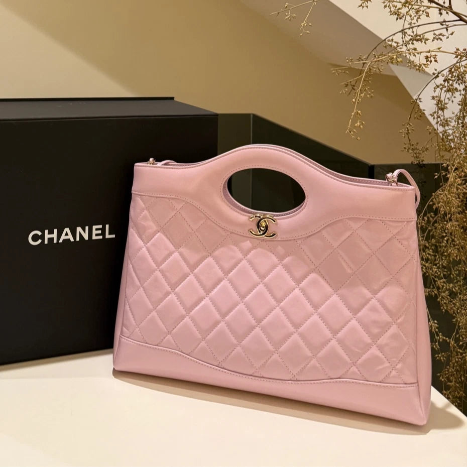 Chanel 31bag Diamond Chain Top Handle Crossbody Pink Gold Women