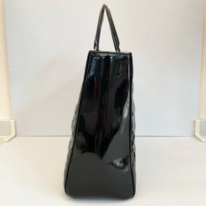 Dior Lady Dior Black Top Handle Excellent
