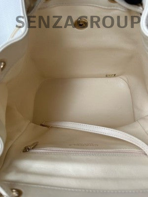 Chanel Affinity White Gold Calfskin Large Backpack Quilted Classic Fashion