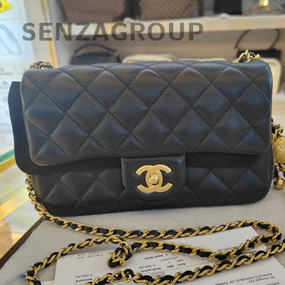 Chanel CF Gold Ball Mini Black Lambskin Shoulder Crossbody Bag Women