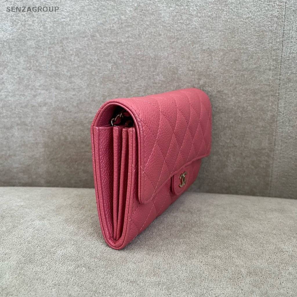 CHANEL Classic Flap Woc Calfskin Chain Shoulder bag Crossbody Pink Gold Women