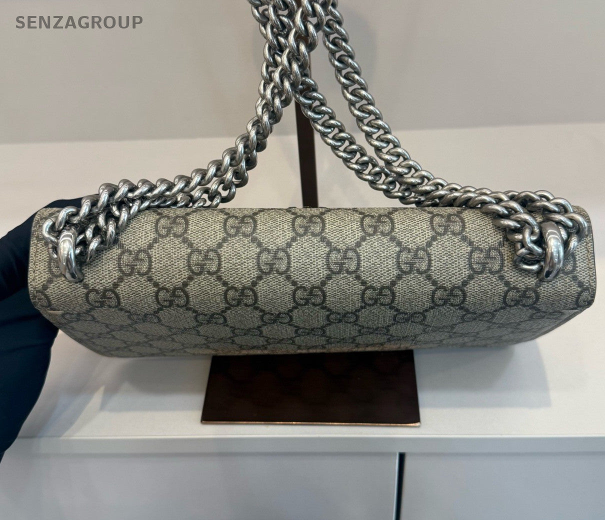 Gucci Dionysus Chain Shoulder Bag Crossbody Brown Silver Women Classic Fashion
