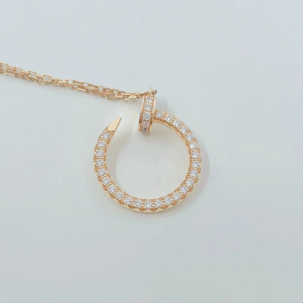 Excellent Cartier Juste un Clou Necklace 18k Rose Gold Pavé Diamonds Pendant