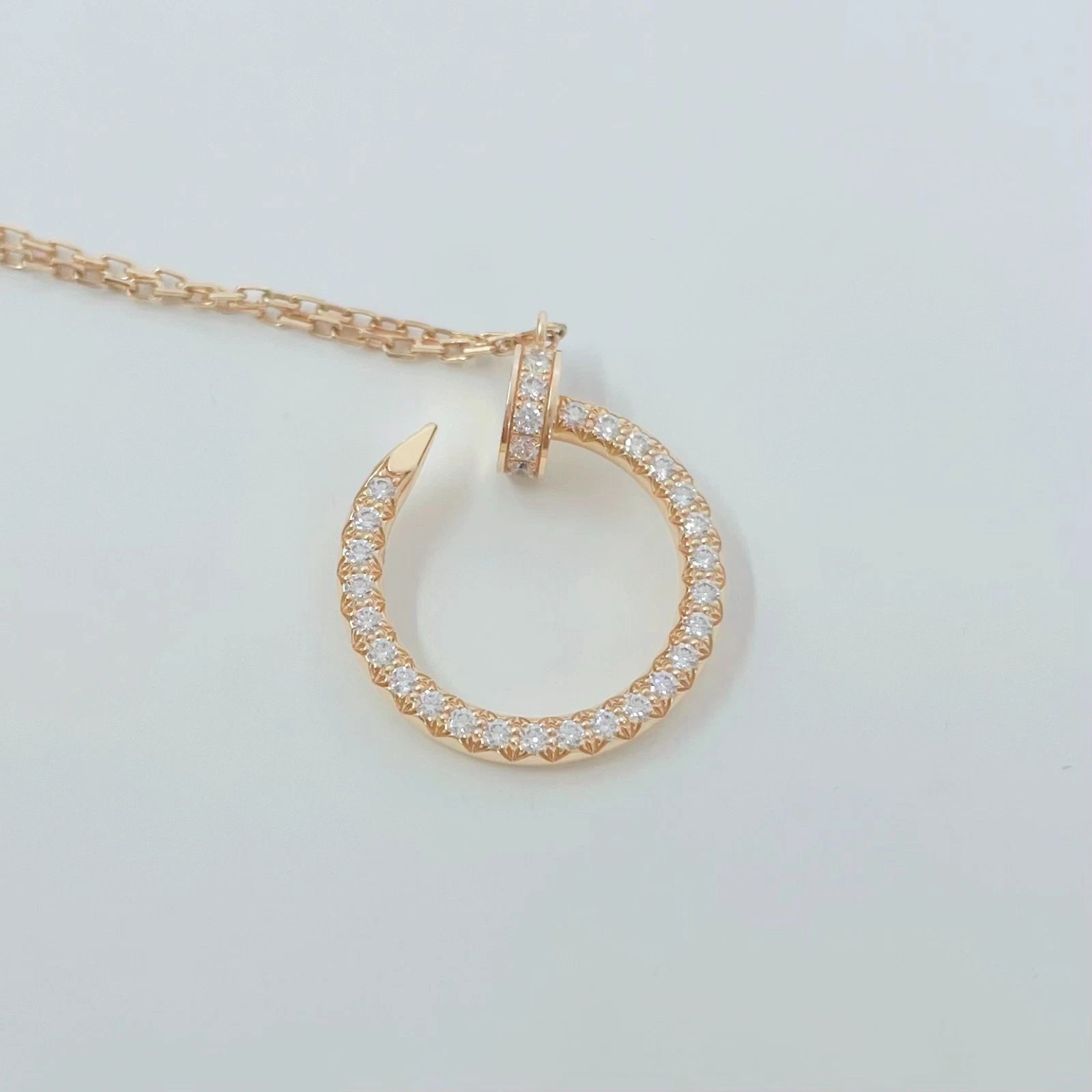 Excellent Cartier Juste un Clou Necklace 18k Rose Gold Pavé Diamonds Pendant